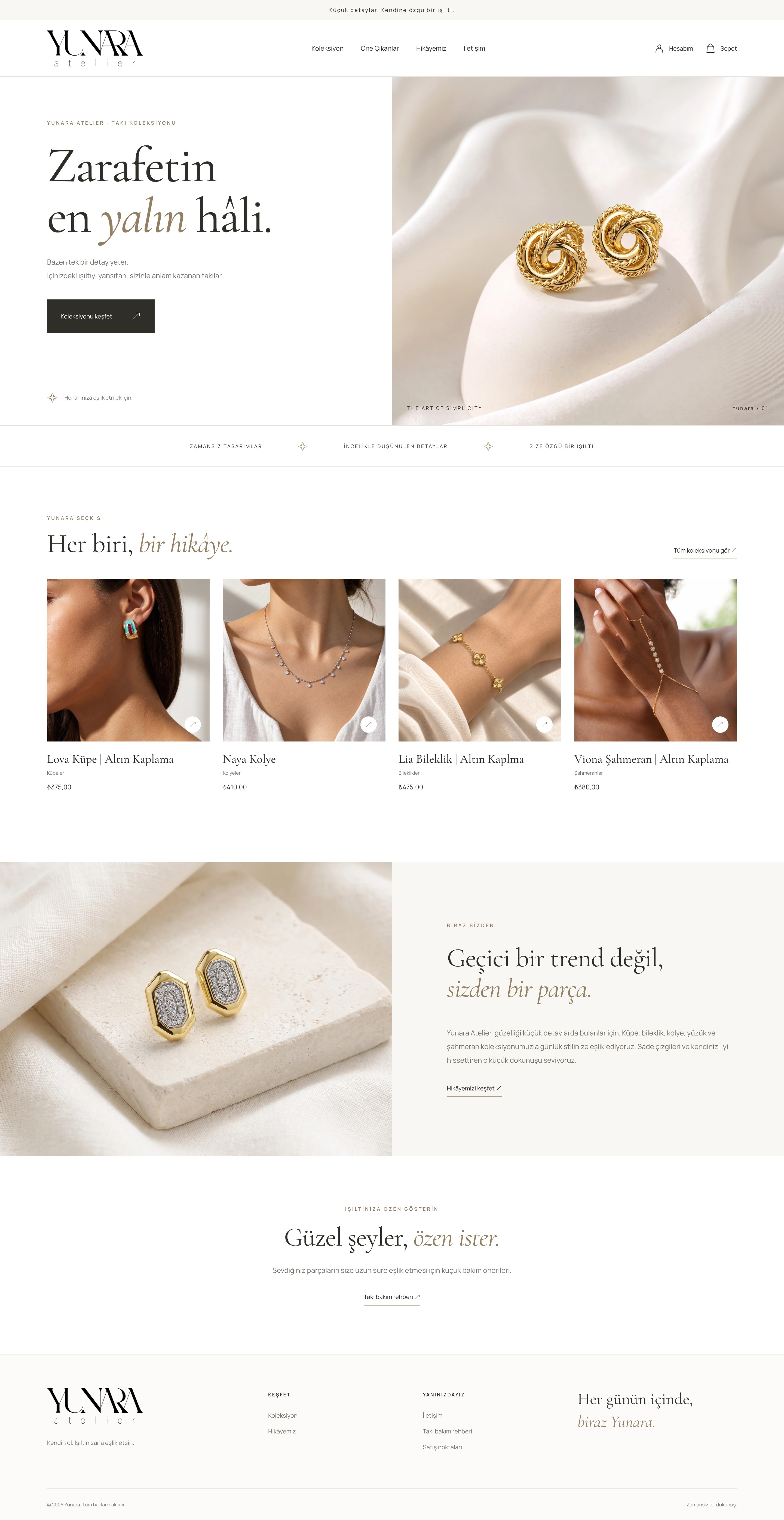 Yunara website, home page